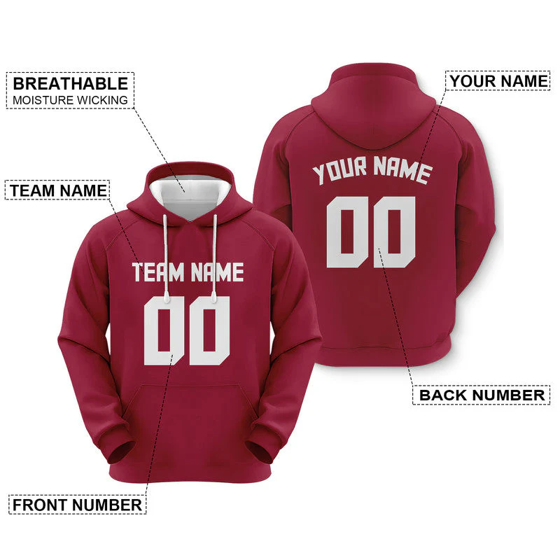 Custom Cardibal White Sports Pullover  Sweatshirt Football Hoodie