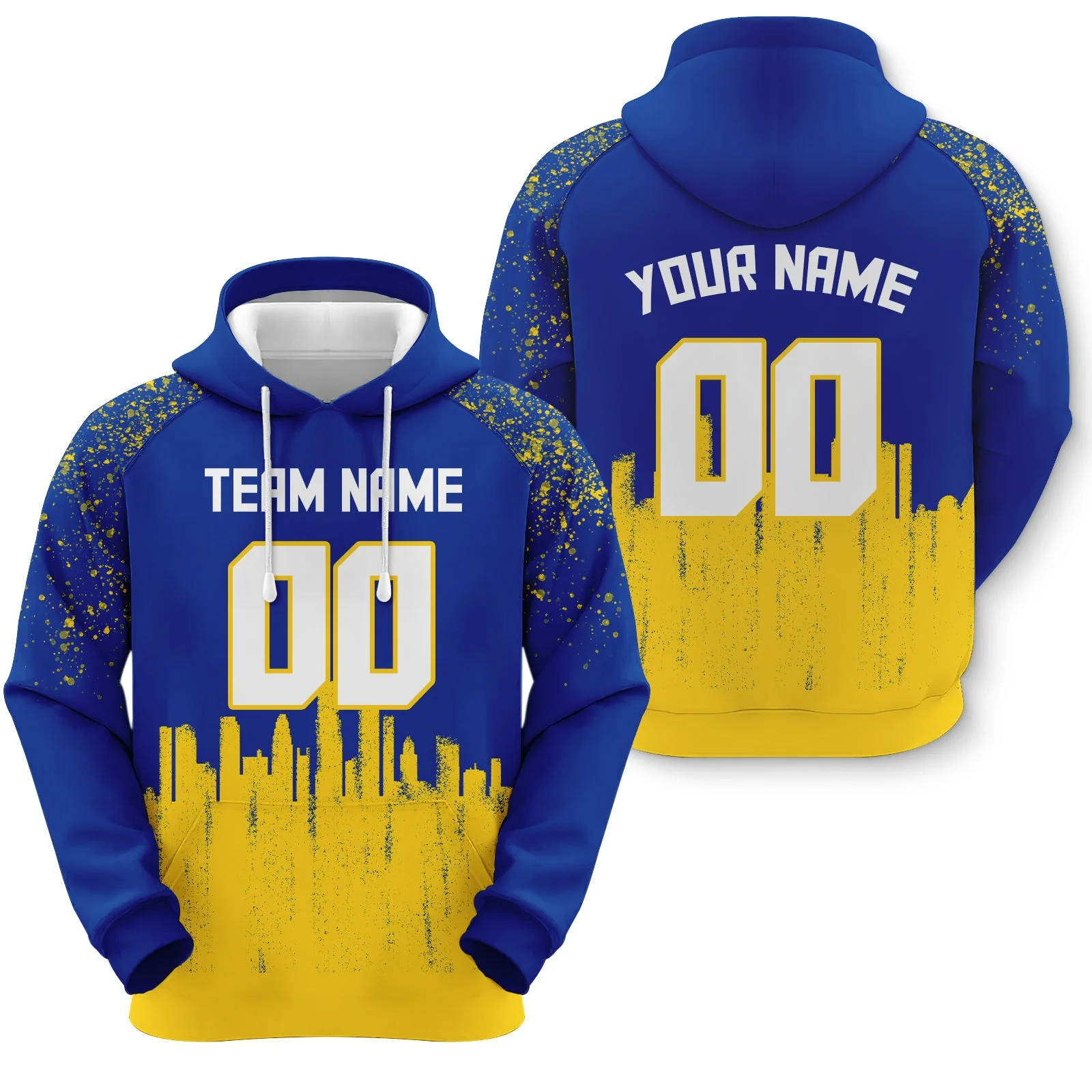 Custom Sports Pullover Sweatshirt  Graffiti City Los Angeles Fashion Football Hoodie